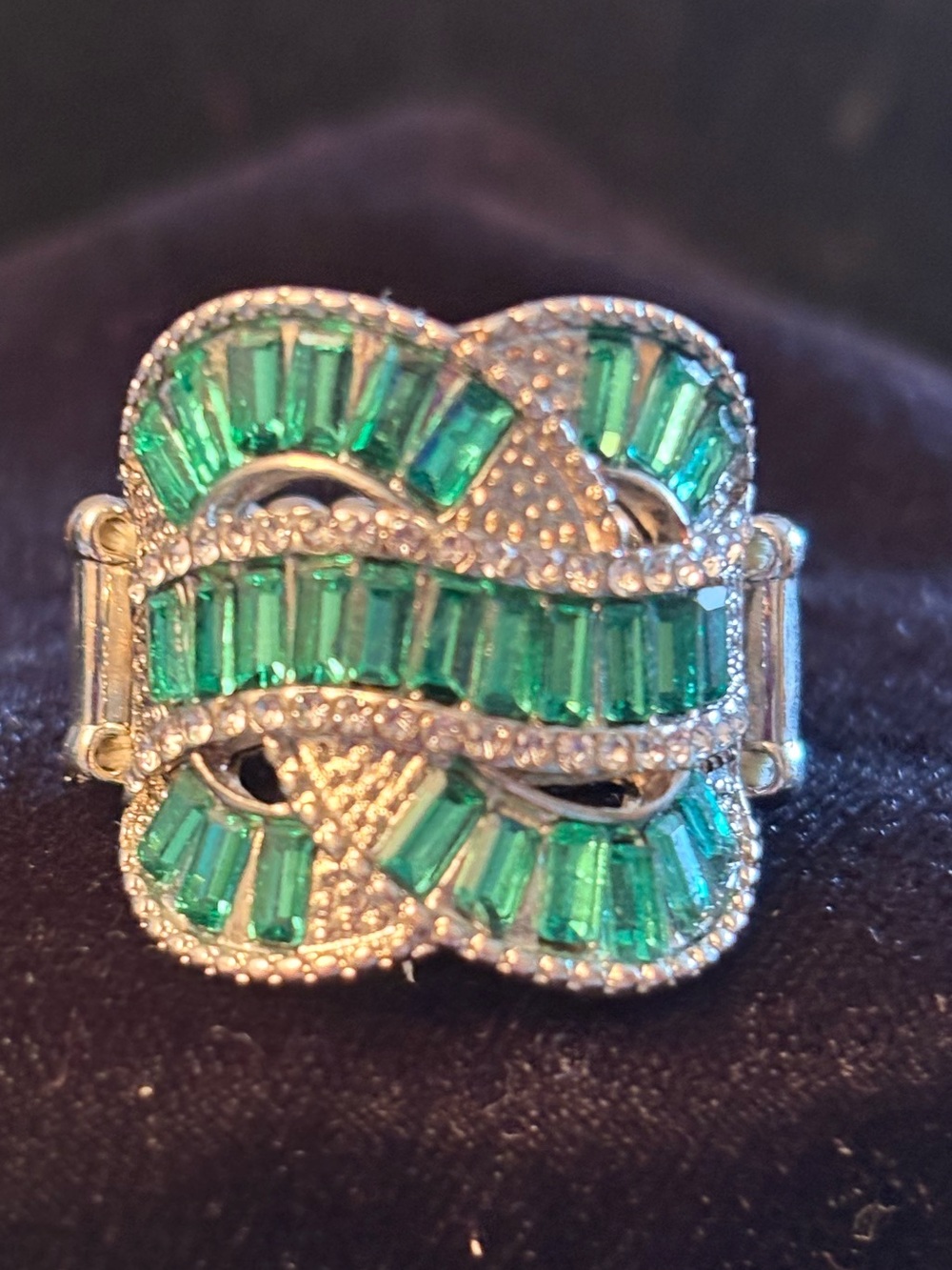 Emerald Green Crystal Statement Ring - Women Jewelry